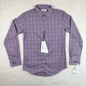 Calvin Klein Boys' Long Sleeve Plaid Dress Shirt, Style with Buttoned Cuffs - Picture 1 of 24