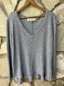 The Impeccable Pig Sweater Small grau meliert leichter Strickpullover V-Ausschnitt EG - Bild 1 von 6