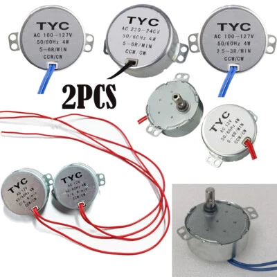 2x TYC-50 AC 12/110/220V 4W 50/60Hz Synchronous Motor 2.5/3/5/6RPM For Microwave - Image 1 of 3