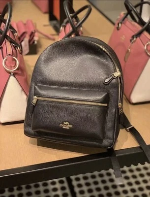 NWT Coach Leather Charlie Backpack In Black - Image 1 of 4