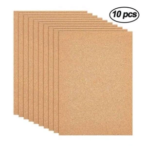 Wood Cork Board 10pcs Sheet Self-adhesive Rectangular Durable Message Holder - Picture 1 of 20
