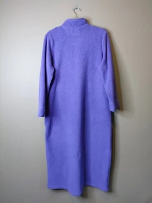 Sonoma women's 1X fleece bathrobe purple collar full zip long sleeve pockets - Image 1 of 4