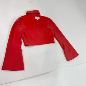 Cinq a Sept Top Mujer 0 Rojo Naranja Gargantilla Cuello Blusa Corta Top Abierto Manga Campana - Imagen 1 de 10