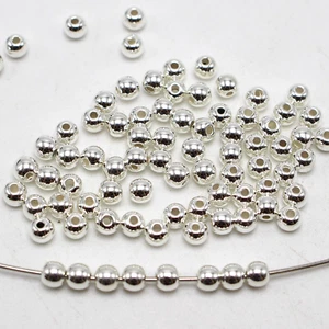 1000 Bright Silver Metallic Acrylic Smooth Round Beads 4mm Spacer Beads - Picture 1 of 5