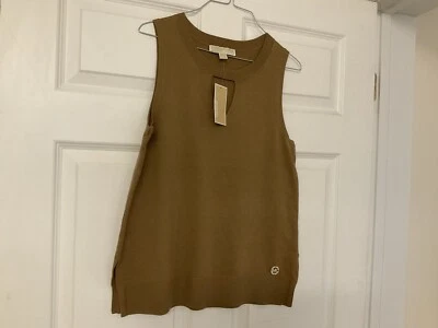 SUÉTER SIN MANGAS MICHAEL KORS TALLA S CAMEL OSCURO NUEVO CON ETIQUETAS CUELLO OJO DE CERRADURA Foto 1 de 4