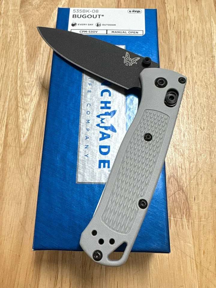 Benchmade 535BK-08 Bugout Manual Folding Knife Storm Gray Handle Gently