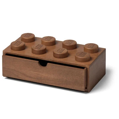 LEGO Storage Products: 40210902 8-Stud Desk Drawer Wooden Oak Dark Stained NEW - Image 1 of 4