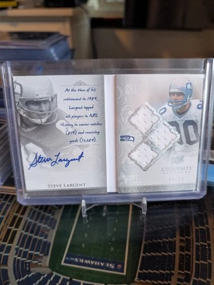 2009 Exquisite Steve Largent Auto Biography Booklet Patch #68/75 Seahawks Legend - Image 1 of 4
