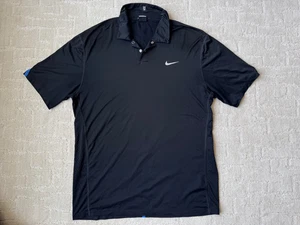 Nike TW Tiger Woods Collection Dri-Fit Golf Polo Shirt Black Mens Size Medium - Picture 1 of 8