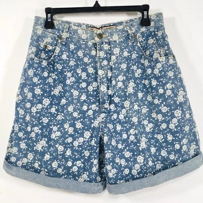 Vtg 80’s Gloria Vanderbilt Sz 12 Petite High Rise Mom Floral Denim Jean Shorts - Image 1 of 4