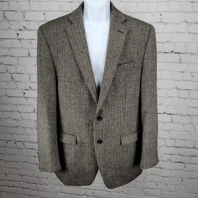 Lauren Ralph Lauren Brown 100% Wool Herringbone Notch Blazer Sport Coat Size 42L - Image 1 of 4