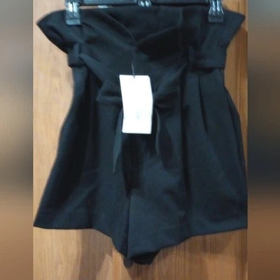 NWT Zara Black Paper Sack High Waist Shorts XS - Image 1 of 4