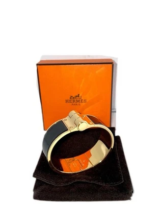 Pulsera Hermès Unisex Oro Negro con Juego de Charnier, Joyero, Regalo Foto 1 de 4