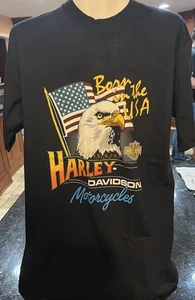 Camiseta De Colección Harley Davidson L Bandera Águila Calva EE. UU. Holoubek Nacida en EE. UU. Nueva - Imagen 1 de 8