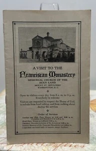 Folleto 1929 Memorial Iglesia de Tierra Santa Washington DC Monasterio Franciscano - Imagen 1 de 6