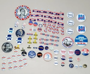 Lot of 100+ Vintage Political Campaign Buttons Lapel Pins 60s 70s 80s - Picture 1 of 11