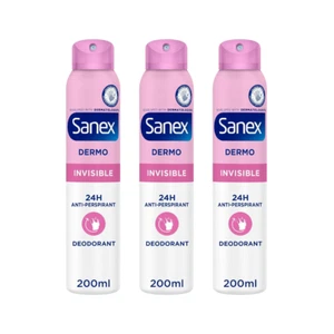Sanex Dermo Invisible 24 Hr Antiperspirant Deodorant 200ml x3 - Picture 1 of 2