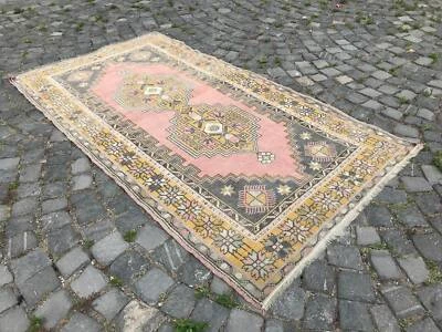 土耳其古董地毯波西米亚小地毯Oushak地毯复古地毯手工羊毛地毯 — 第 1/4 张图片