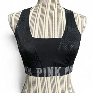 pink victoria secret sportlicher BH Crop Top Gr. M schwarz grau - Bild 1 von 5