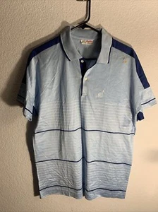 AUSTRALIAN L'ALPINA Herren Poloshirt IT 56 XXL Blau Gestreift Baumwolle Italy - Bild 1 von 5