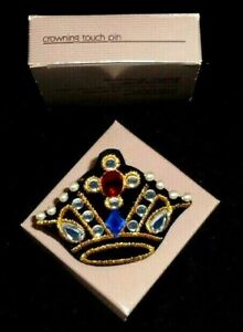 LOVELY AVON CROWNING TOUCH PIN WITH FAUX PEARLS  AND GEMS NEW OLD STOCK