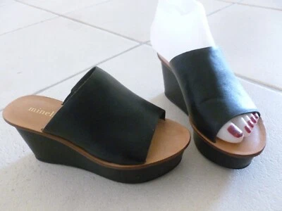 SUPERBE SABOT MARQUE MINELLI CUIR NOIR SUR HAUTE SEMELLE PATIN .36 ETAT NEUF - Photo 1/4