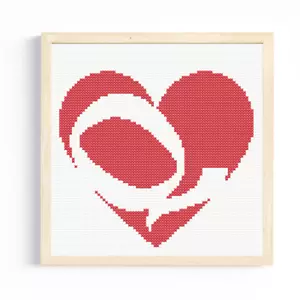 Q Monogram in Heart Cross Stitch Pattern/Chart, Initial Letter Personalised - Picture 1 of 2