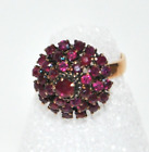 18K Yellow Gold 38 Prong Set Round Ruby 2.50 Carat Ring Sz 6.75. Appraised