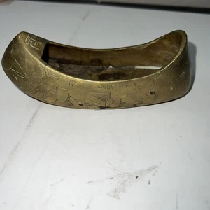 War Souvenir Etched Brass Shoes Slipper Ash Tray Dish Trinket Made in Korea 52? - Picture 1 of 11