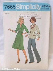 Vestido túnica boho sin cortar años 70 Misses Busto 32,5 atado trasero patrón de costura 7665 - Imagen 1 de 2