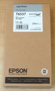 GENUINE EPSON T6537 Light Black ORIGINAL 200ml ink cartridge for 4900 dated 2020 - Picture 1 of 4