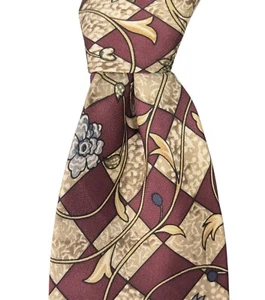 Carlo Ricci Abstract Floral Tie 100% Silk Mens Neck Tie Maroon/Bronze - Picture 1 of 4