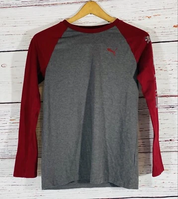 Camisa Top Puma Niños Manga Larga Talla Grande Logo Atlético Gris Granate Deportes Escuela Foto 1 de 4