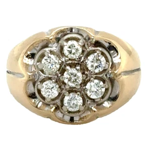 1/2ctw Diamond Flower Cluster Ring 10k Yellow Gold 4.2g Size 5.5 - Picture 1 of 13