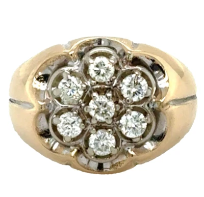 1/2ctw Diamond Flower Cluster Ring 10k Yellow Gold 4.2g Size 5.5 - Image 1 of 4