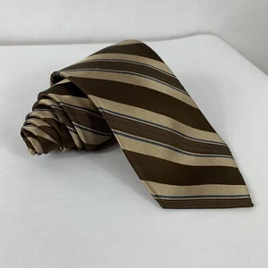 DKNY Donna Karan New York Brown Striped 100% Silk Business Career Church Necktie - Picture 1 of 5
