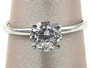 Vintage .925 Sterling Silver 6mm Cubic Zirconia Solitaire Ring Size 6.75 - Picture 1 of 9