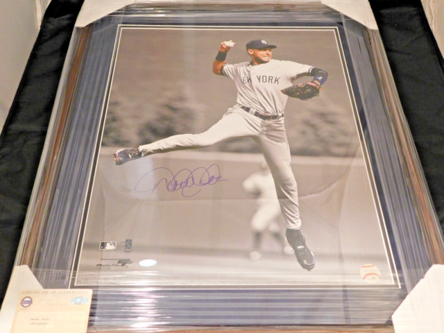 Framed Derek Jeter Facsimile Laser Engraved Signature Auto New York Yankees  14x17 Baseball Photo