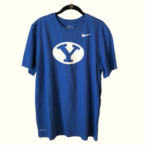 NEW Nike Dri-Fit Swoosh Brigham Young University NCAA BYU Cougars T Shirt Mens L Cover