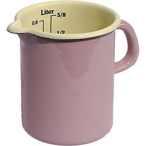 Riess Emaille Küchenmaß 0,6 l rosa Meßbecher Milchtopf hoch 600 ml NEWSTALGIE - Bild 1 von 1