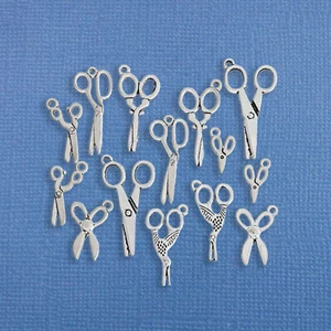 Scissors Charm Collection Antique Silver Tone 14 Charms - COL251 - Picture 1 of 2