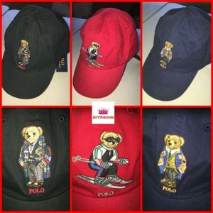 UNISEX MUJERES HOMBRES RALPH LAUREN POLO ESQUÍ OSO ROJO AZUL CHINO GORRA DE BÉISBOL SOMBRERO - Imagen 1 de 15