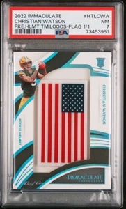 CHRISTIAN WATSON 2022 IMMACULATE ROOKIE HELMET USA FLAG 1/1 PSA 7 - Picture 1 of 2