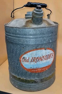 Vintage Galvanized Metal Gas Can - Old Ironsides - 5 Gallons - Picture 1 of 12