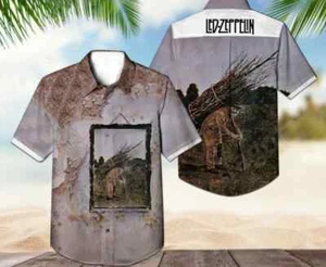 Led Zeppelin IV Album Cover Hawaiian Shirt, shirt US size - Picture 1 of 2