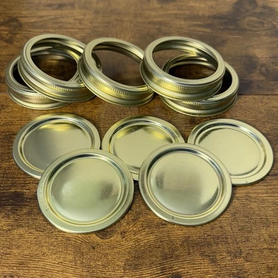 "De colección Golden Harvest 3"" enlatado bucal 5 tapas y 5 bandas tono dorado cocina cabaña" Foto 1 de 4