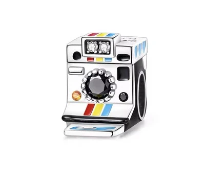 Berloque original retrô câmera antiga Polaroid prata esterlina 925 para pulseira - Imagem 1 de 4