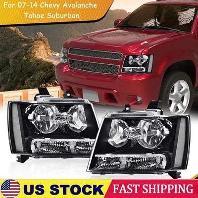 Faros negros esquineros transparentes aptos para Chevy Avalanche Tahoe Suburban 2007-2014 Foto 1 de 4