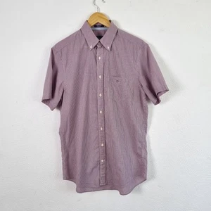 GANT Broadcloth Shirt Mens Medium Short Sleeve Gingham Check Button Down Casual - Picture 1 of 11