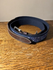 Vineyard Vines Belt Silk Nautical Print Leather Ends Sailboats Palm Trees SZ 40 - Picture 1 of 10